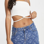 New AsYou Tie Waist Strapless Bandeau Crop Top Off White Size 10 Photo 0