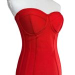 The Sang  Red Mini Dress Size S Strapless Tube Corset Bustier Bandage Stretch Photo 2