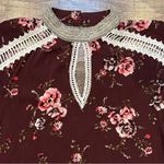 Buckle  BKE Boutique Floral Bell Sleeve Blouse with Rhinestone and Lace Details Photo 2