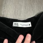 ZARA Black Velvet Ruched High Rise Straight Leg Ankle Pants Sz M Limited Edition Photo 7