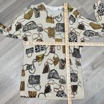 XXist‎ Shimmer Purses Print Button Up Cardigan Sweater Gold Tan Multi Large Photo 11