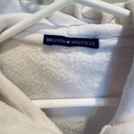 Brandy Melville  White Full Zip Hoodie Drawstring Cropped Sweatshirt Photo 1