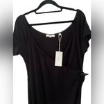 Vince  NWT V-Neck Maxi Midi Wrap Dress‎ Black Stretchy Gathered Waist Classic XL Photo 3