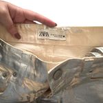 ZARA Metallic Mid-Rise Boyfriend Jean Silver Sz 6 Photo 5