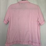 Erika  Size Large Pink‎ Short Sleeve Shirt Butterfly Button Up Linen Blend  VTG Photo 5
