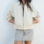 ZARA bomber Jacket coat casual cream zip up collar Photo 1