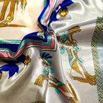 Horse Print Scarf PINK, gray & BLUE EQUESTRIAN PRINT SQUAR SILKy SCARF 35/35 Multiple Photo 12