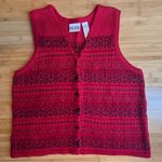 RUSS Women's Fair Isle Red Button front Sleeveless Grandma Sweater Vest |Sz:XL Photo 2