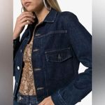 Goldsign The Pleat Cropped Denim Jacket size medium Blue Photo 12