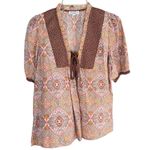 Current Air  QUILT CONTRAST MOTIF TOP Deep Mauve Multi XS Photo 1