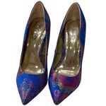 Carlos by Carlos Santana Blue Floral Brocade Pointed Toe Heels Size 7 Photo 1