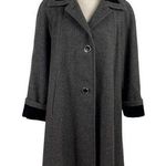 Vintage Jofeld Wool Blend Velvet Trim Black Pea Coat Size Medium Gray Photo 0