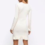 River Island button detail knit mini dress in cream Photo 2