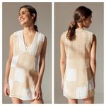 Urban Outfitters Kay Cream Tan Patchwork 70s Eyelet Shift Mini Dress Medium Photo 1