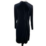 J. McLaughlin Black Ellie Velour A-Line Shift Dress Knot Ruched V-Neck Size M Photo 3