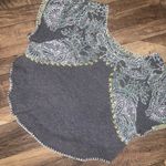 Free People embroidered knit gray top sweater cape boho printed fall casual moth Photo 4