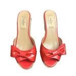 Valentino Garavani Valentino Mena Bow Hot Pink Patent Leather Wedge Espadrille Slide Sandal sz 38 ( Photo 0