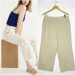 J.Crew  Khaki Wide Leg Pants Women’s Ankle Pull On Astrid Size Large Photo 1