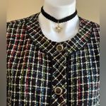 Buttons TOG Shop. Multi Color Plaid Blazer SZ 12 P W Pockets Black & Gold  Photo 1