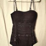 Lookbook Store NEW  black mesh bathing suit, swimsuit, removable straps size 6 Photo 0