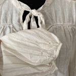 Caslon  Ivory Cloud Bonnie Woven Peasant Top medium White beige striped boho Photo 4