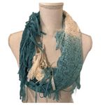 Teal And Cream Color Infinity Scarf Photo 0