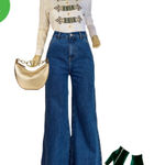 CASUAL CORNER VINTAGE 1990'S WHITE COTTON BUTTON DOWN W/GREEN, BLUE & GOLD (6) Green Photo 0