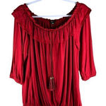 IMAN Womens Tops Size M Red Ruffled Tassels Size M Photo 0
