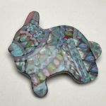 Blue Bunny Rabbit Artisan Mary Vaughn Ceramic Hand Made Brooch Pin Photo 0