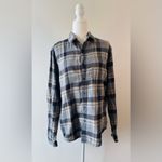American Eagle  Outfitters Black and Gray Boyfriend Super Soft Plaid Shirt Size M Photo 1