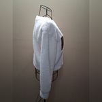 MERRY Fuzzy Sweater with Red and Green Sequin Design White Photo 9