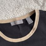 Kate Hill  Silk & Cotton Tank Top Black with Tan Contrast Trim Sleeveless Knit Photo 1