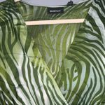 Avenue  Green & Blue Floral Satin V Neck 3/4 Sleeve Tie Back Knee Length Dress 20 Photo 8