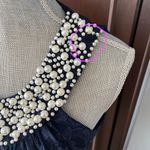 R & M Richards Navy Blue Sparkle Tea Length Dress Photo 5