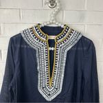 Tory Burch Navy Embroidered Fringe Detail 100% Cotton Tunic Size 8 Photo 5