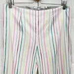 Badgley Mischka US 10 White Pastel Striped Crop Pants High Waist Photo 3