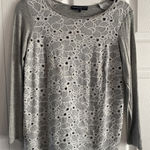 Generation Love  Women's‎ Small Gray Eyelet Floral Long Sleeve SOFT Blouse Fall Photo 0