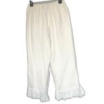 Vintage Cactus Flower Pants White Ruffle Hem M Boho Cottagecore USA Size M Photo 2