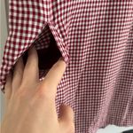 Madewell Gingham Maroon Red Checked Short Sleeve Dress with Pockets XS Viscose Photo 7