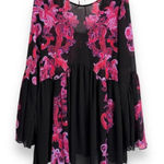 Free People  intimately Symphony Black‎ M Bell Sleeve Tunic Semi Sheer Dress Boho Photo 0