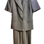 Kasper Petite Women’s Two Piece Striped Short Sleeves Suit Size 2P Black Sk2156 Photo 8