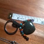 Green Aventurine Stainless Steel Heart Pendant Necklace and Heart Charm Keychain Photo 6