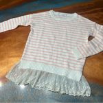 Delia's Delia’s Striped Sweater Lace Hem detail white pink XS Photo 0
