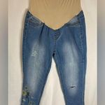Planet Motherhood Maternity Denim Jeans Med Wash Full Belly Stretch Size Large Blue Photo 0