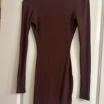 Naked Wardrobe  brown midi open back dress long sleeves size small Photo 3
