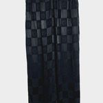 Urban Revivo Checkerboard Pants Women Size 4 Black Satin Wide Photo 0