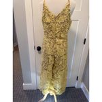 Dress the Population  Yellow Marie lace crop wide leg jumpsuit size X Large Photo 4