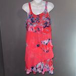 Robbie Bee  Women’s Layered Pink Red Blue Floral Dress Size Medium 8 Photo 5