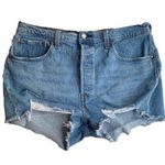 Levi's 501 High Rise Hidden Button Fly Distressed Raw Hem Denim Jean Shorts Photo 0