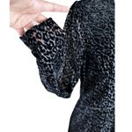 The Kooples  Velvet Dress Flocked Leopard Long Sleeve Black V-Neck Buttons Large Photo 6